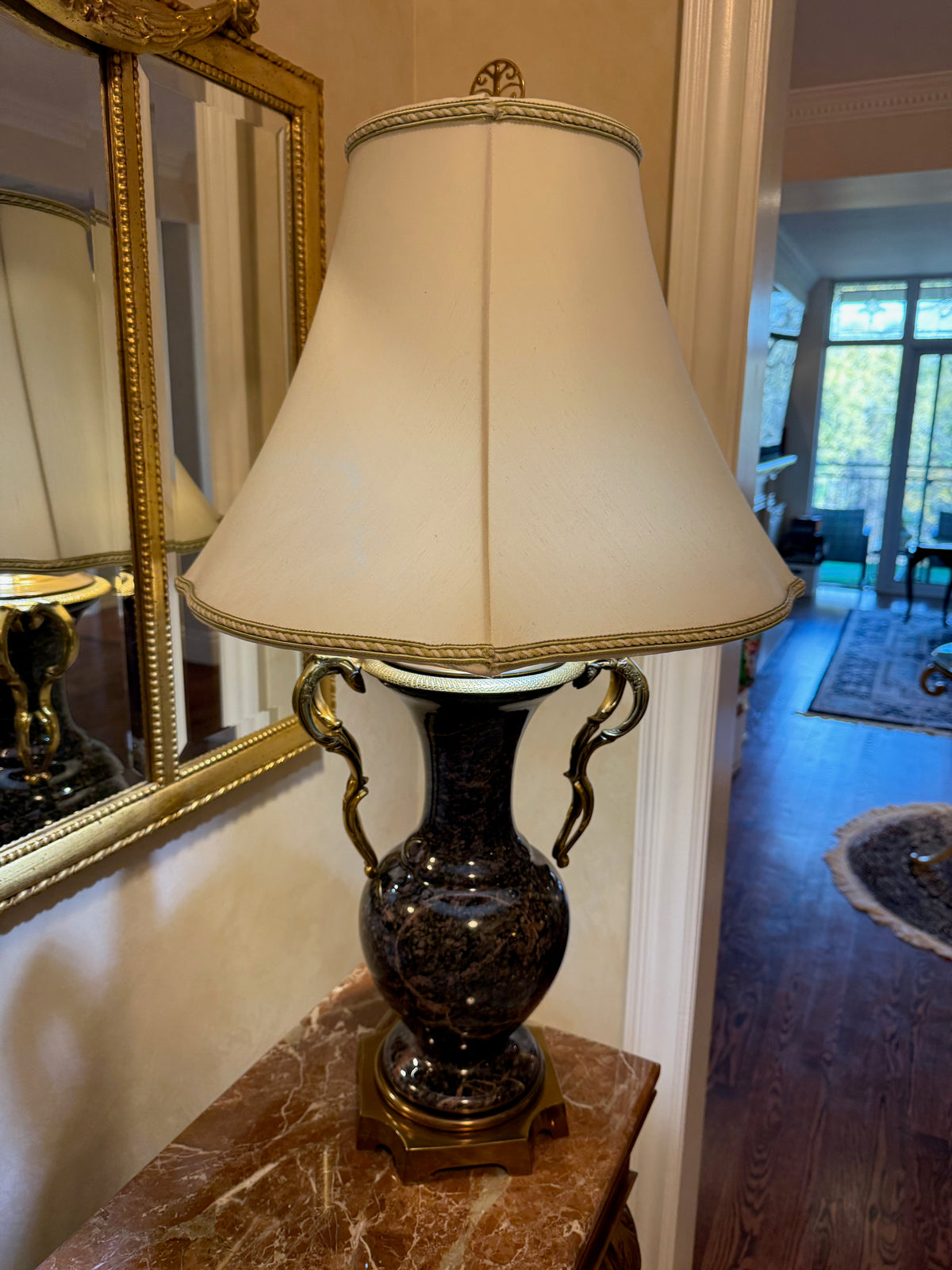 'Marbro Lamp Co' Marble and Brass Table Lamp