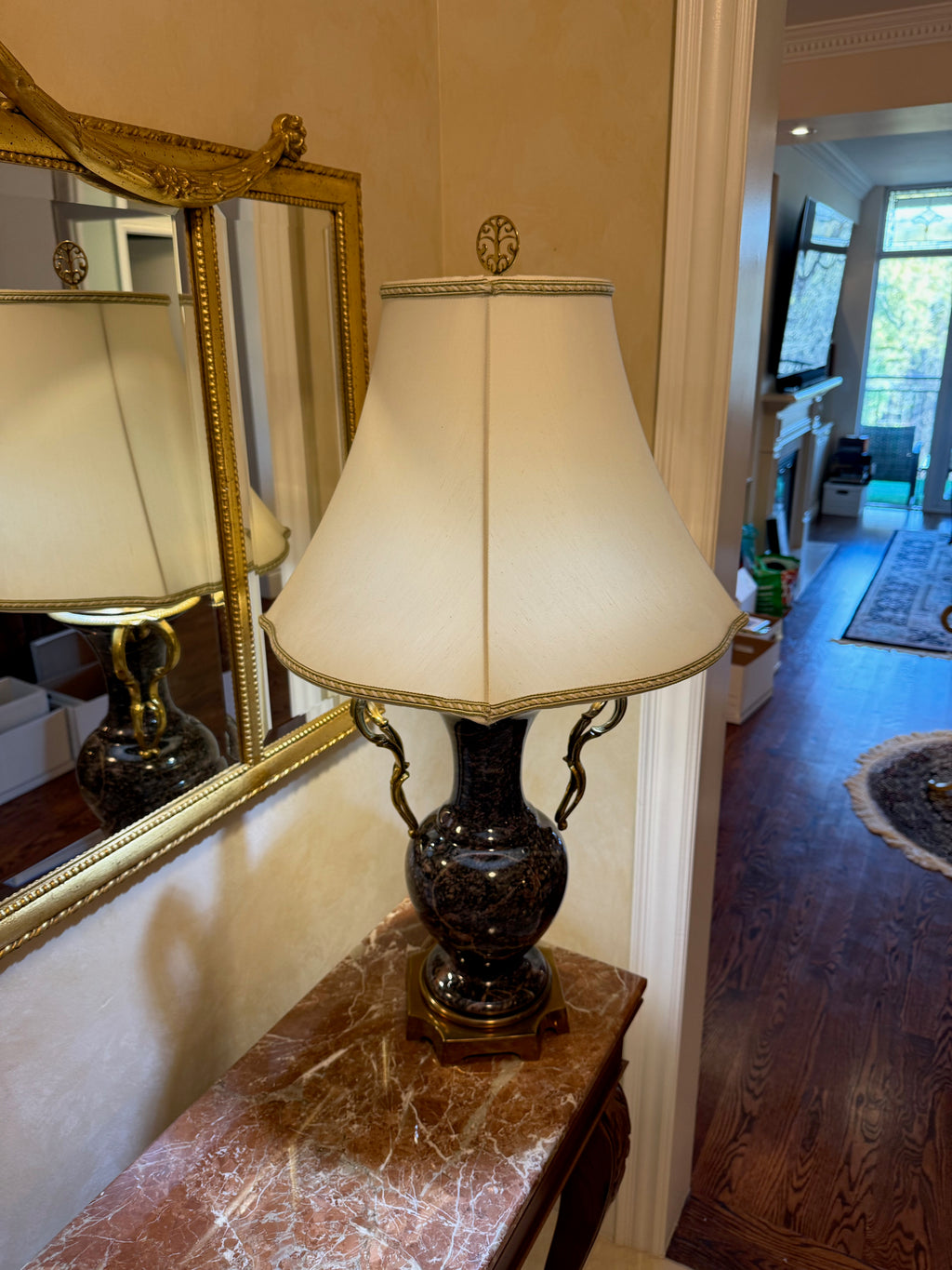'Marbro Lamp Co' Marble and Brass Table Lamp
