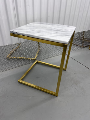 CB2 Smart Brass C Table with White Marble Top (*retail $229)