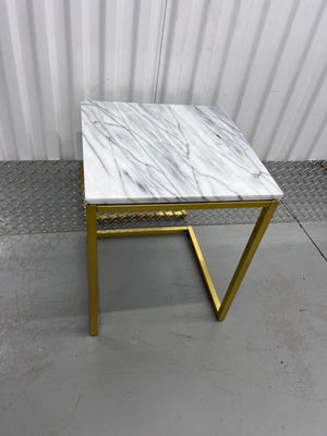 CB2 Smart Brass C Table with White Marble Top (*retail $229)