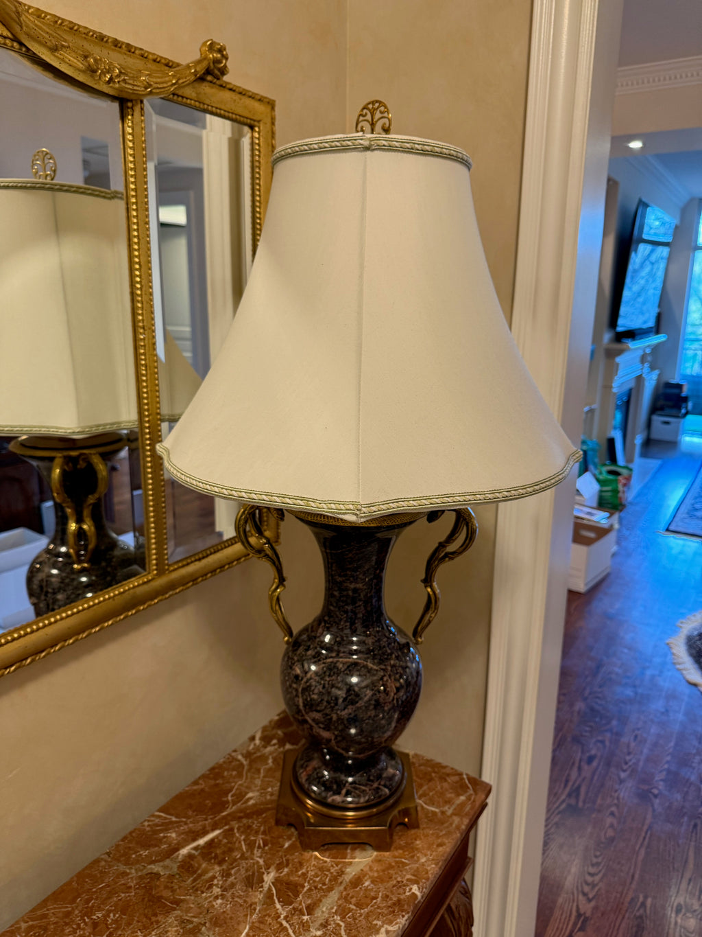 'Marbro Lamp Co' Marble and Brass Table Lamp