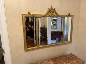 Ethan Allen Adam Design 3 Panel Gold Mirror