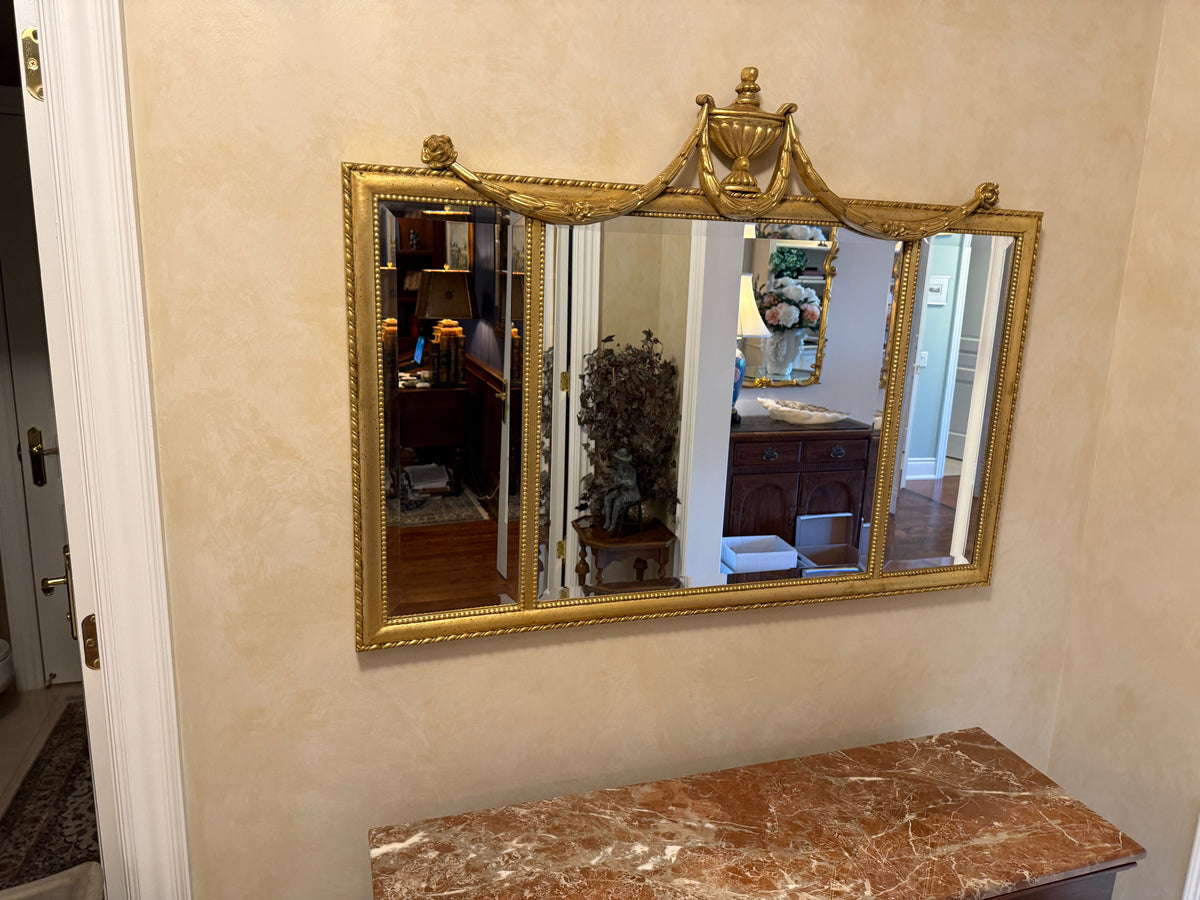 Ethan Allen Adam Design 3 Panel Gold Mirror