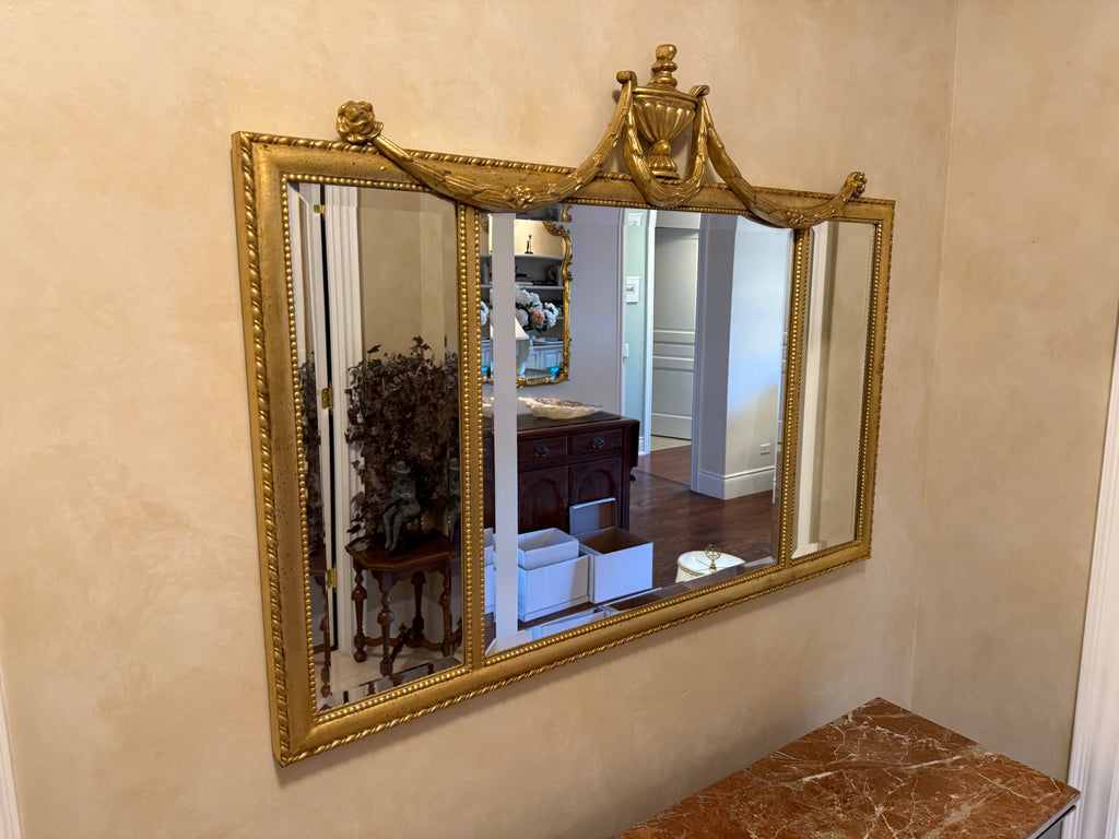 Ethan Allen Adam Design 3 Panel Gold Mirror