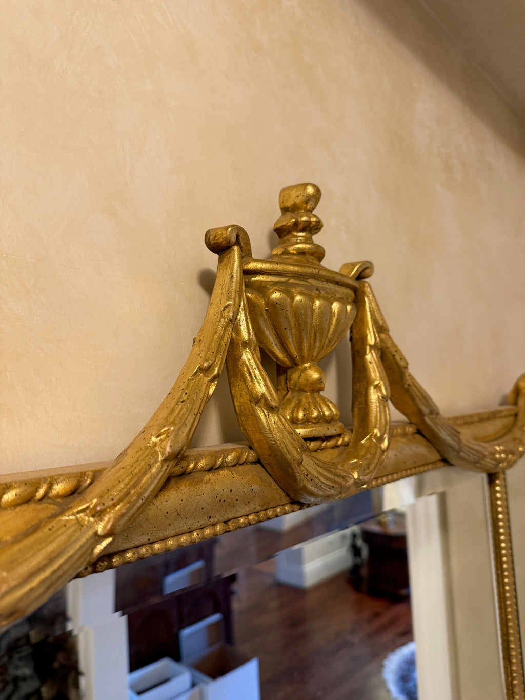 Ethan Allen Adam Design 3 Panel Gold Mirror