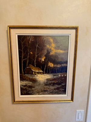 Original Oil Painting 'Cabin in the Woods' by artist N.J. Sane