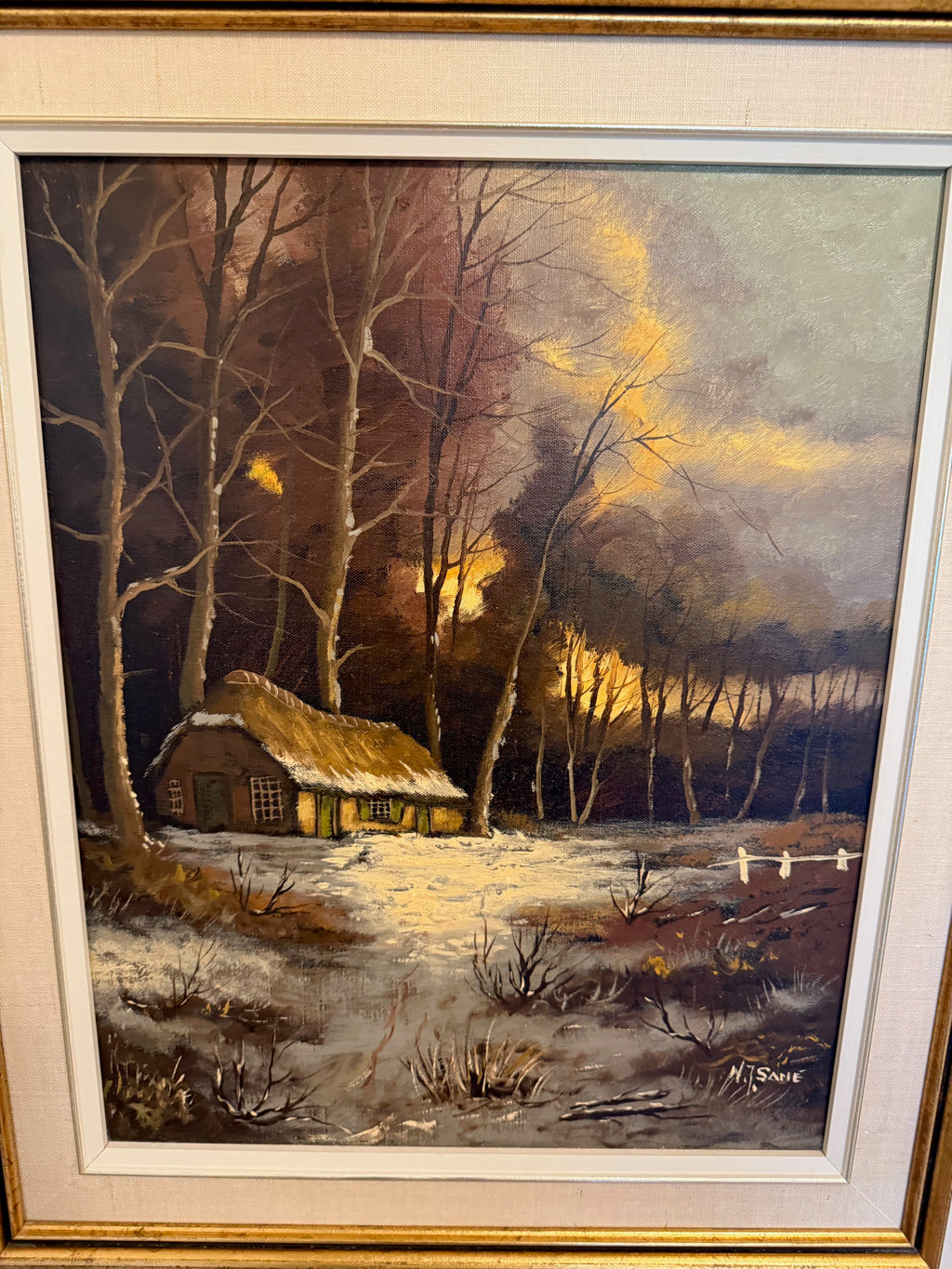 Original Oil Painting 'Cabin in the Woods' by artist N.J. Sane