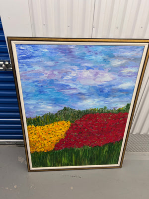Original Acrylic on Canvas 'Field of Yellow & Red Poppies' by Ryvka Laiman