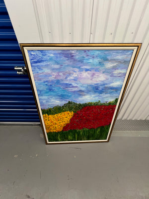 Original Acrylic on Canvas 'Field of Yellow & Red Poppies' by Ryvka Laiman