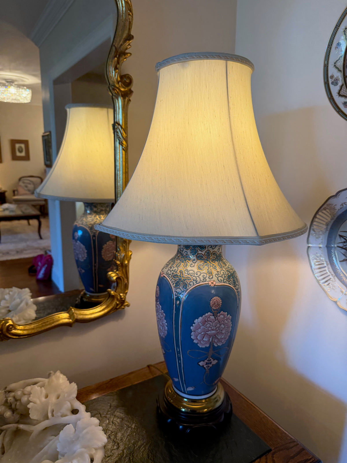Ethan Allen Chinoiserie Ceramic Ginger Jar Table Lamp