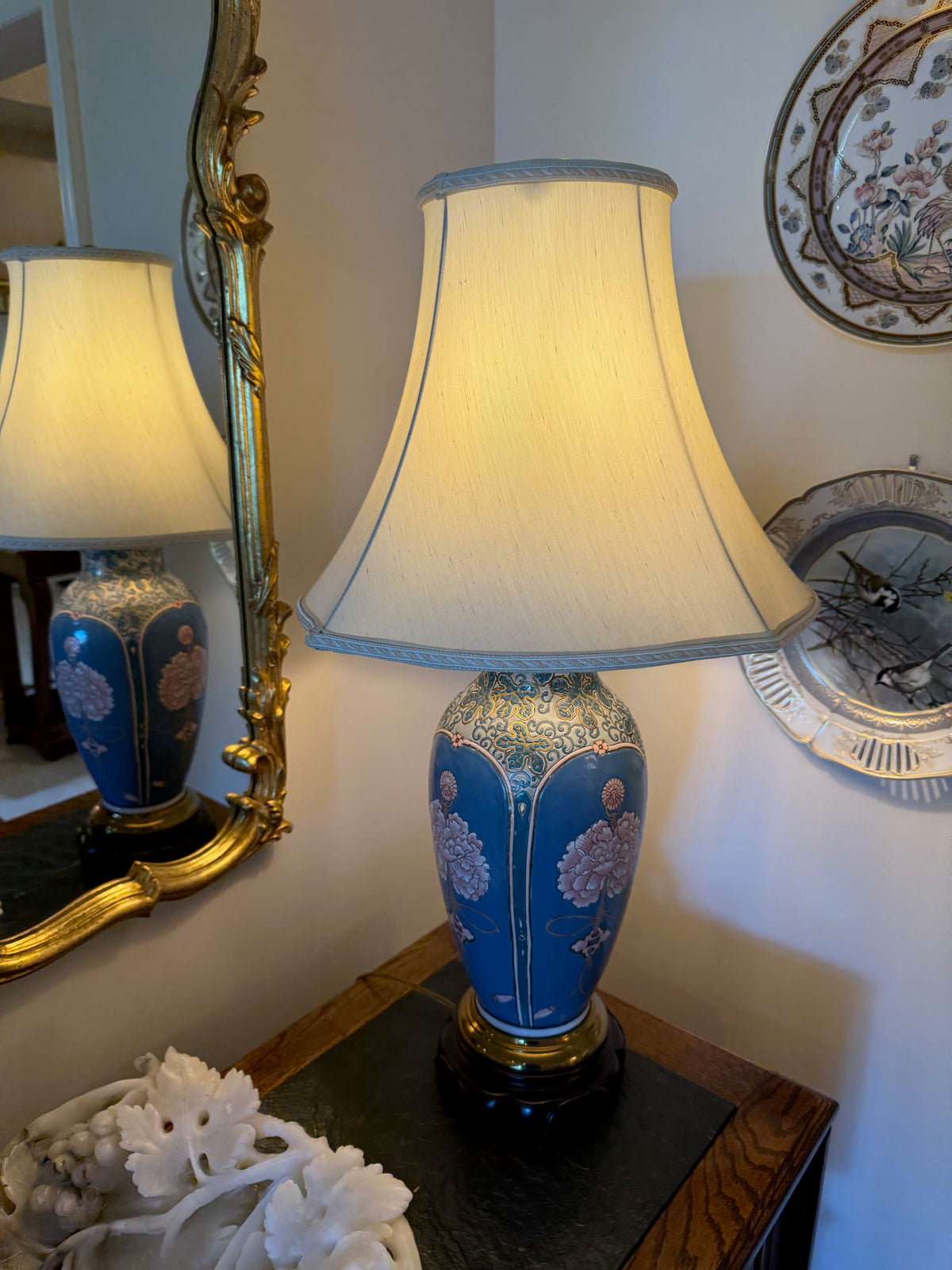 Ethan Allen Chinoiserie Ceramic Ginger Jar Table Lamp