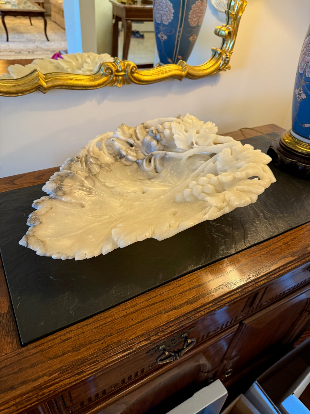Alabaster Tray, Grape Leaf Clusters