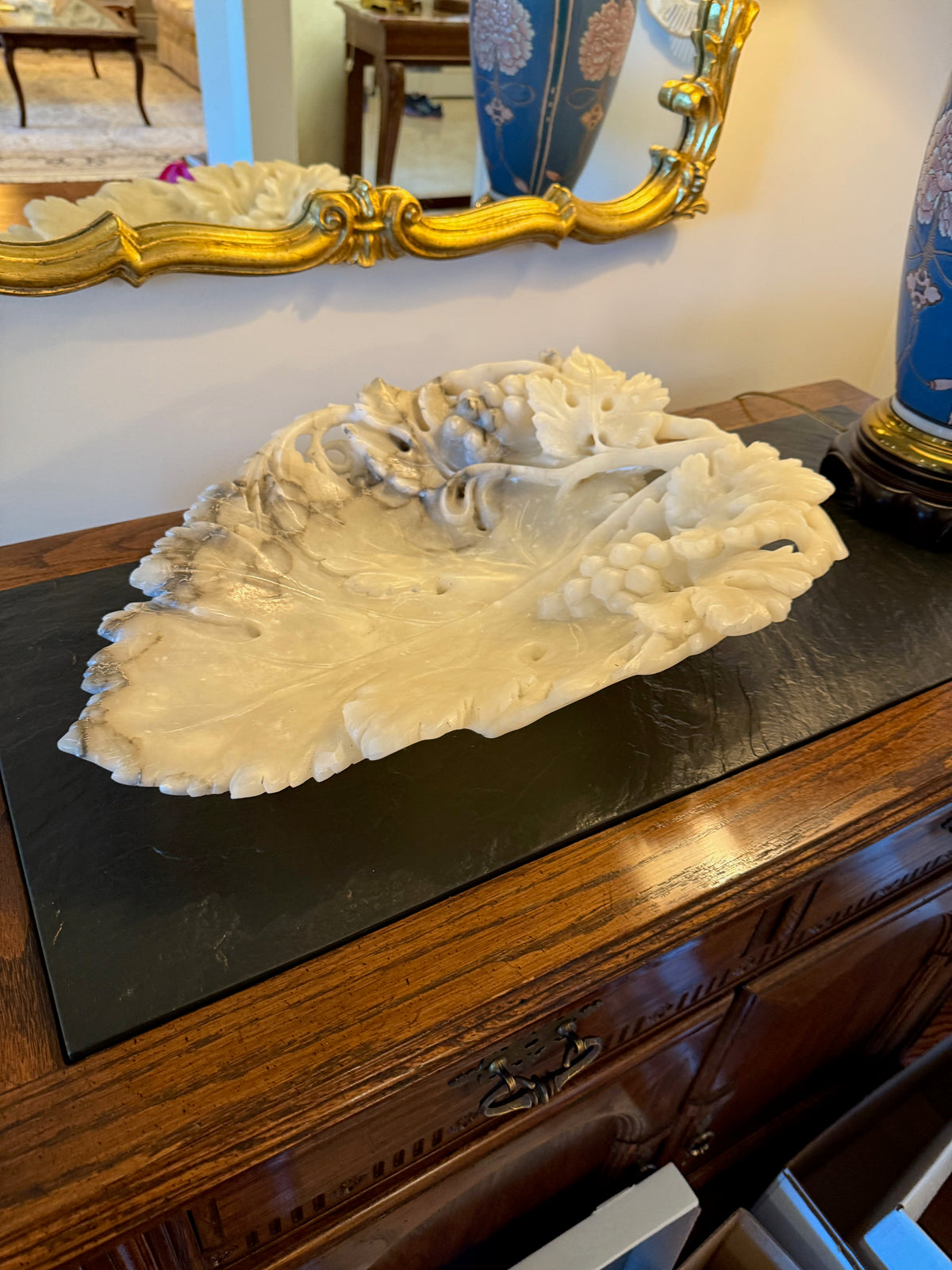 Alabaster Tray, Grape Leaf Clusters