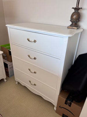 French Provincial White 4 Drawer Dresser