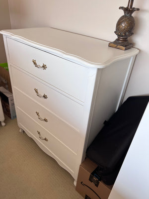 French Provincial White 4 Drawer Dresser