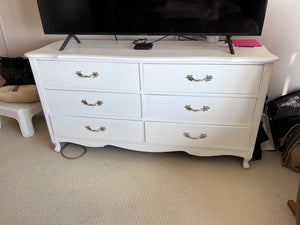 French Provincial White 6 Drawer Dresser