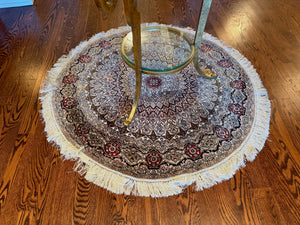 Small Round Art Silk Persian Rug