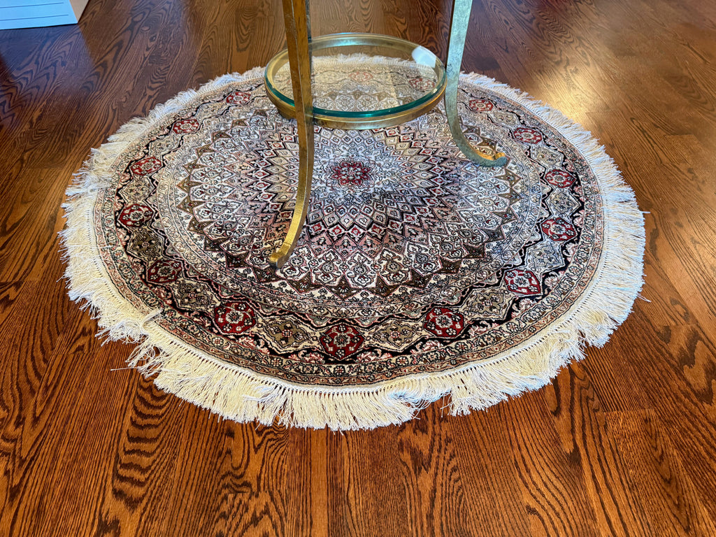 Small Round Art Silk Persian Rug