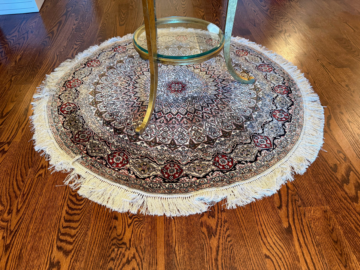 Small Round Art Silk Persian Rug