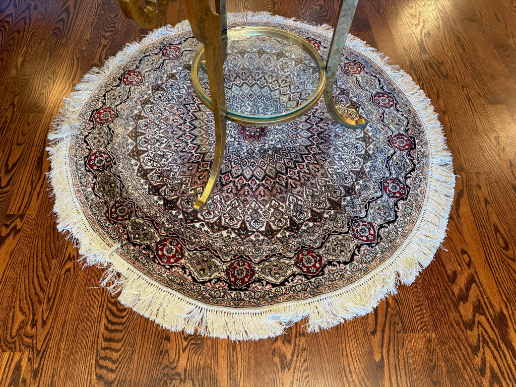 Small Round Art Silk Persian Rug