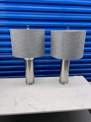 pair of Silver/Grey Table Lamps
