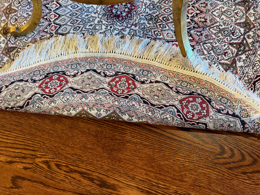 Small Round Art Silk Persian Rug