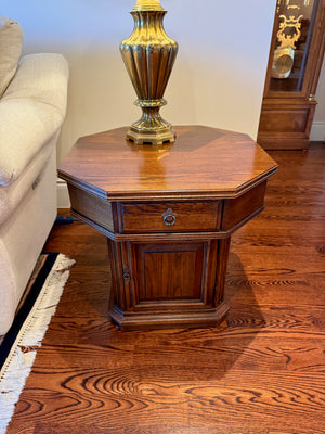 Ethan Allen Royal Charter Oak 24" Octagonal Storage Side Table