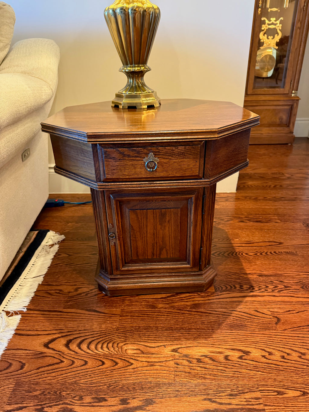 Ethan Allen Royal Charter Oak 24" Octagonal Storage Side Table