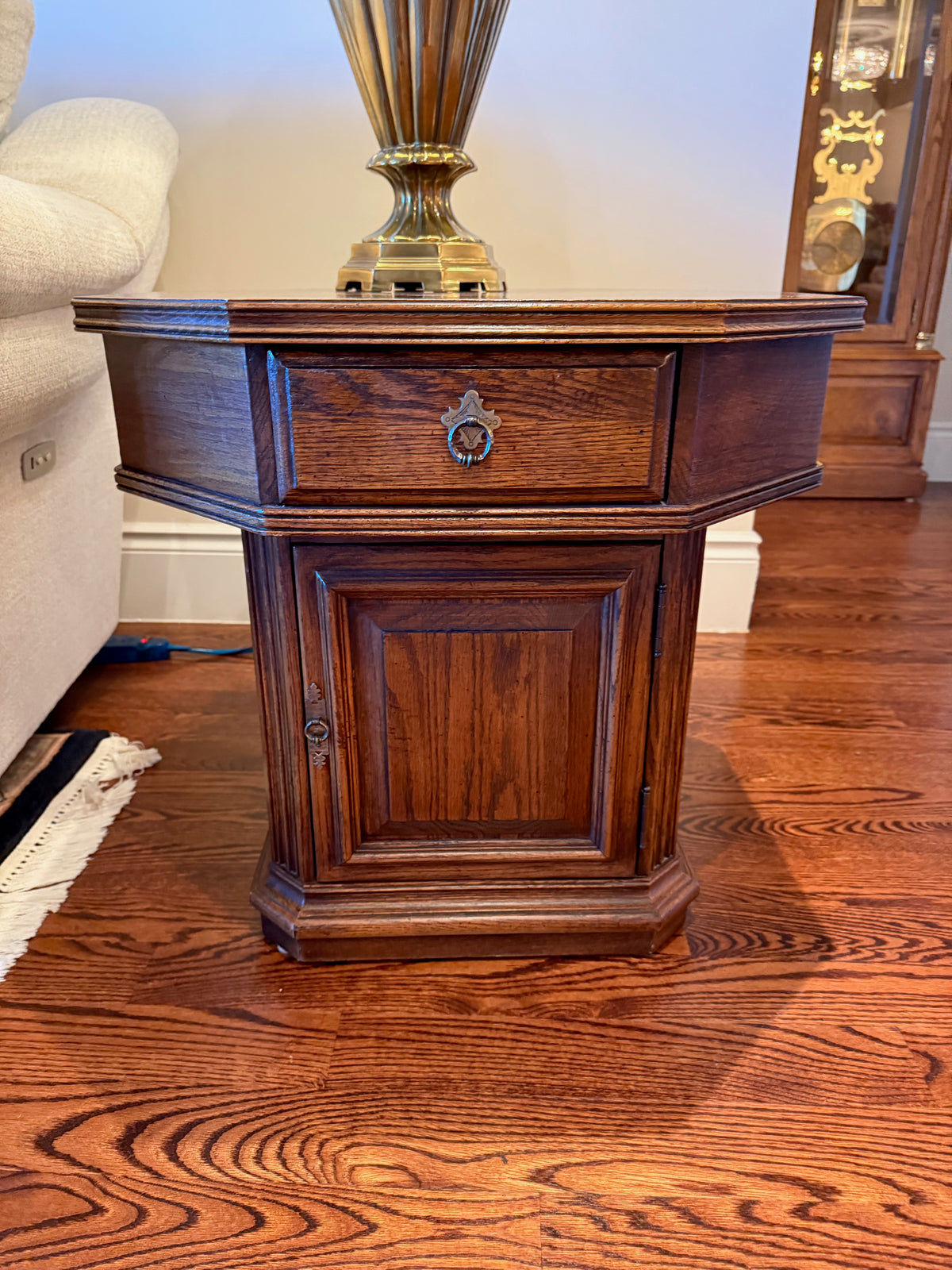 Ethan Allen Royal Charter Oak 24" Octagonal Storage Side Table