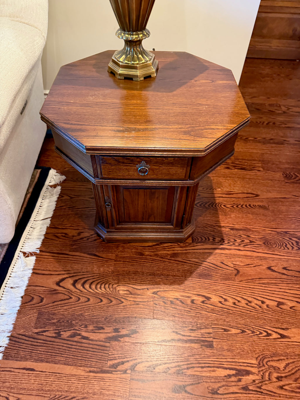 Ethan Allen Royal Charter Oak 24" Octagonal Storage Side Table