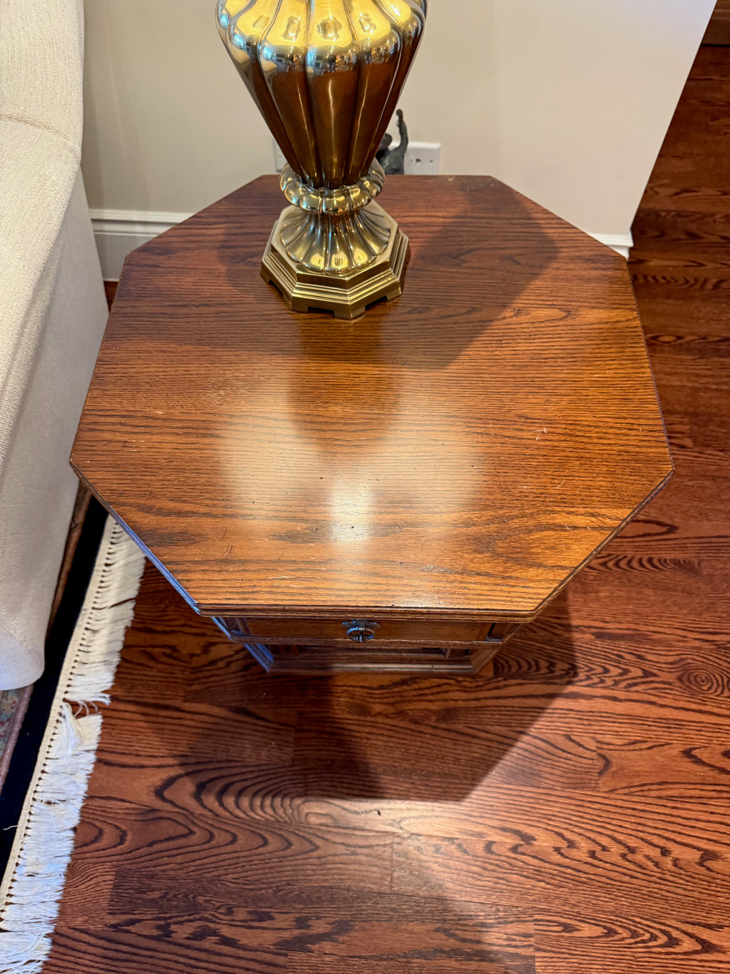 Ethan Allen Royal Charter Oak 24" Octagonal Storage Side Table