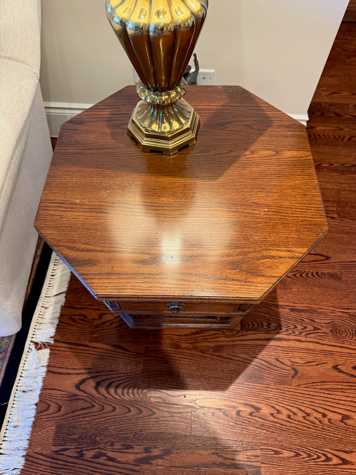 Ethan Allen Royal Charter Oak 24" Octagonal Storage Side Table