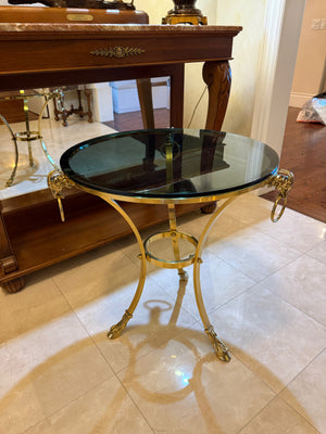 Regency Style Brass and Glass Round Occasional Table