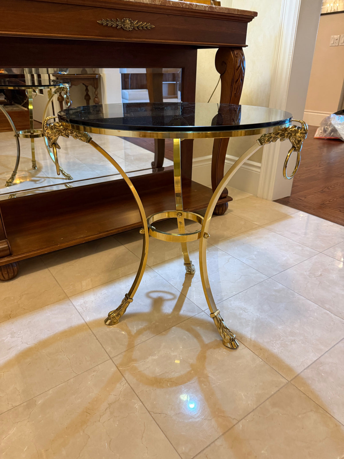 Regency Style Brass and Glass Round Occasional Table