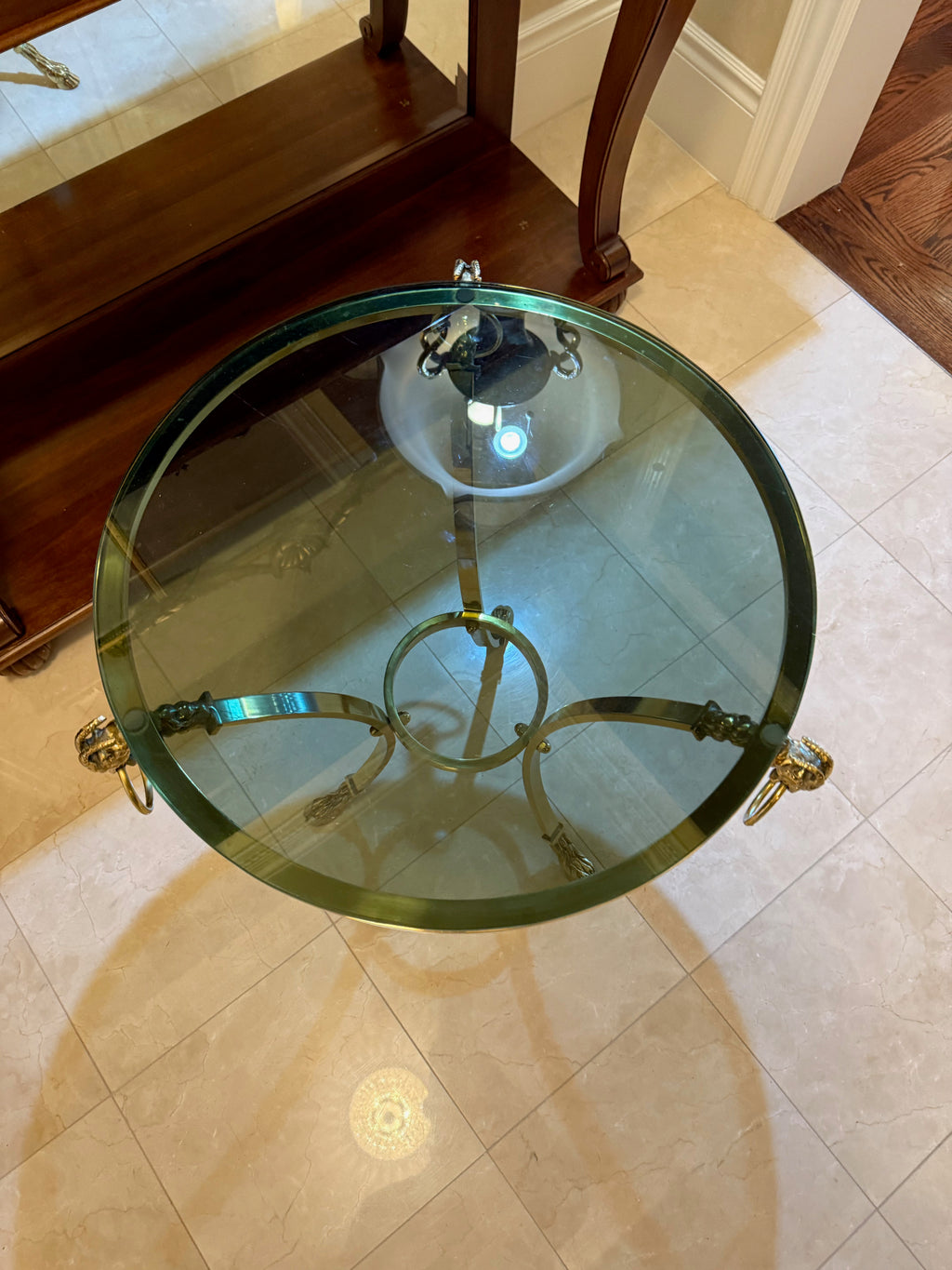 Regency Style Brass and Glass Round Occasional Table