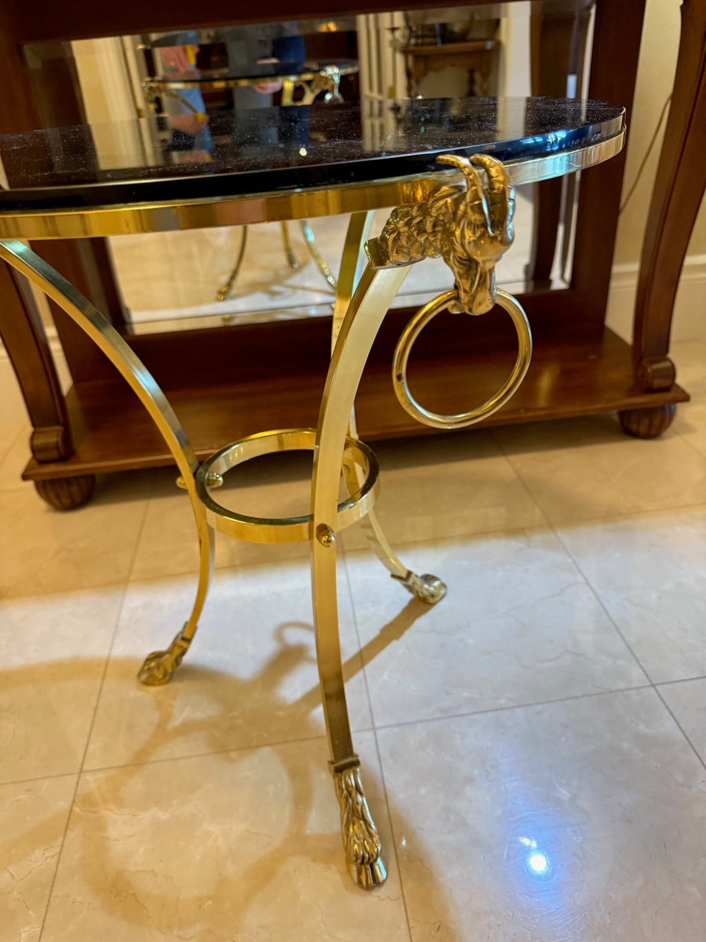 Regency Style Brass and Glass Round Occasional Table