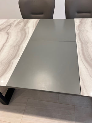 Arrow Furniture Marlo Faux Marble Dining Table + 6 Tammy Grey Leatherette Dining Chairs (*retail $3,200)