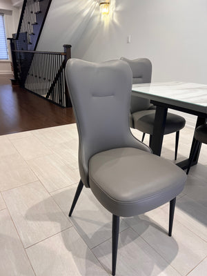 Arrow Furniture Marlo Faux Marble Dining Table + 6 Tammy Grey Leatherette Dining Chairs (*retail $3,200)