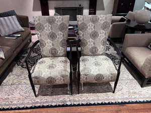 Pair of Antique High Back Armchairs w/Custom Upholstery