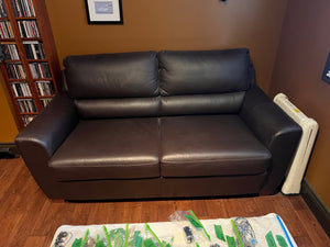 IKEA Brown Faux Leather Pull Out Sofa