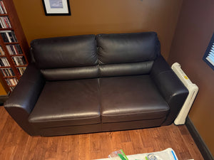 IKEA Brown Faux Leather Pull Out Sofa