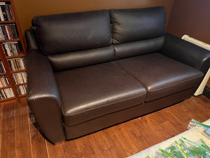 IKEA Brown Faux Leather Pull Out Sofa