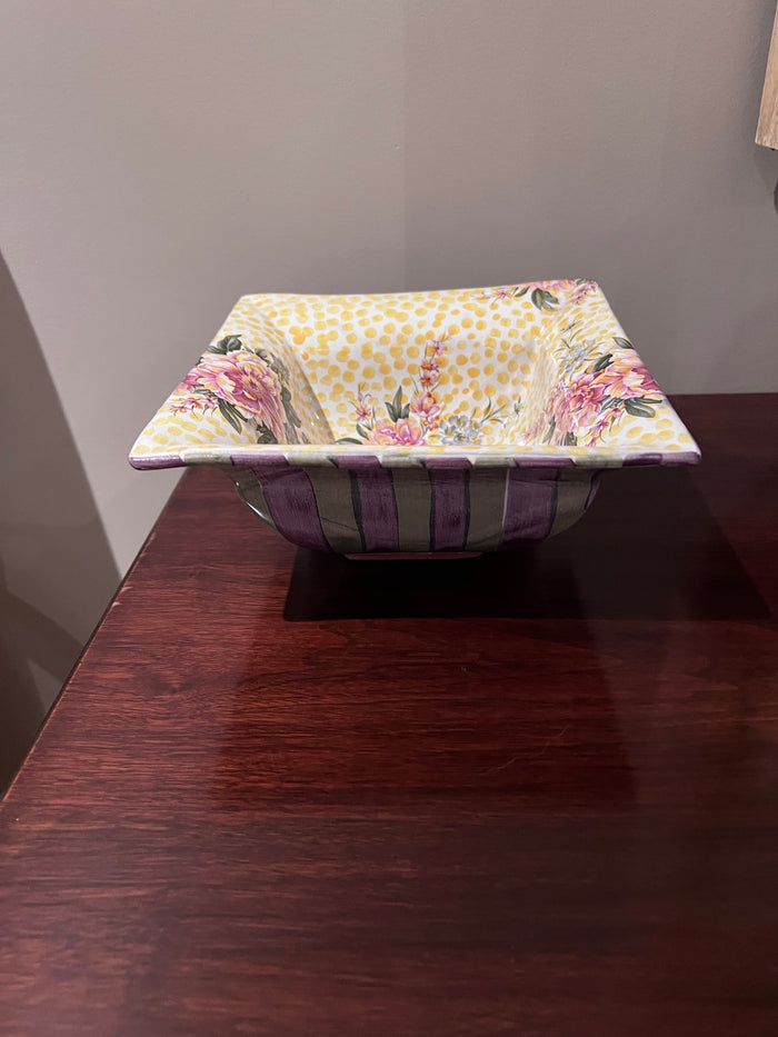 Designer Floral Painted Pottery Bowl