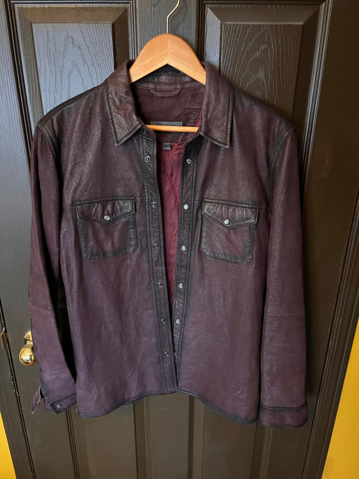 John Varvatos Lionel Leather Shirt Jacket, Size 46