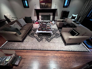 100% Wool Rug, Black Border- 14.5ft x 10ft
