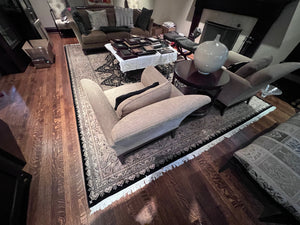 100% Wool Rug, Black Border- 14.5ft x 10ft