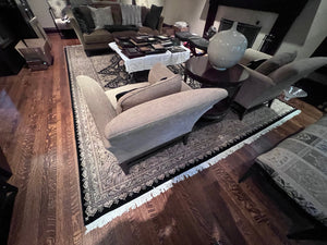 100% Wool Rug, Black Border- 14.5ft x 10ft