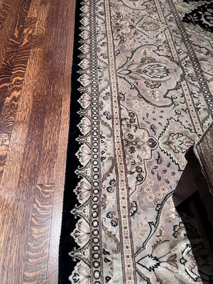 100% Wool Rug, Black Border- 14.5ft x 10ft