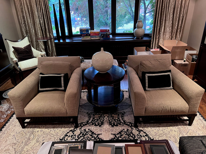 Pair of Beige Armchairs by Barbara Barry for Baker