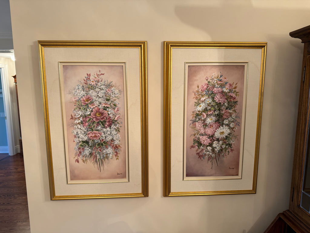 2 Original Oil Paintings by Dawne Barnes 'Spring Treasure' & 'Autumn Bouquet'